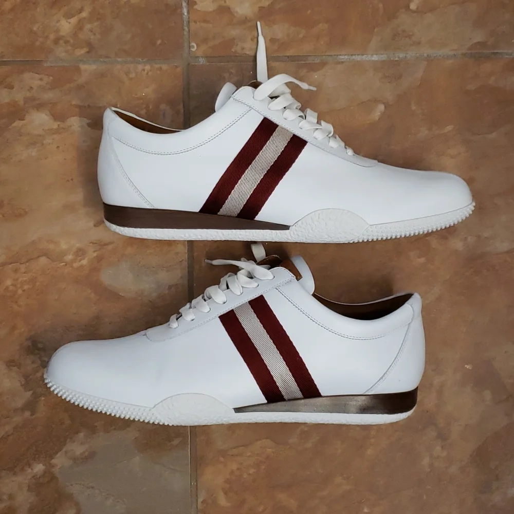 Bally Black and White Sneakers with Red and Gold Accents - Picture 5 of 6